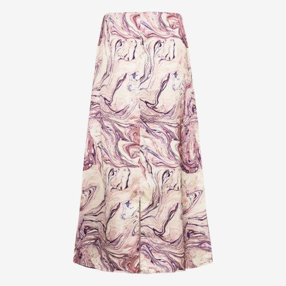 NWT Scotch & Soda satin-like abstract marble print A-line midi skirt, M - Picture 8 of 10